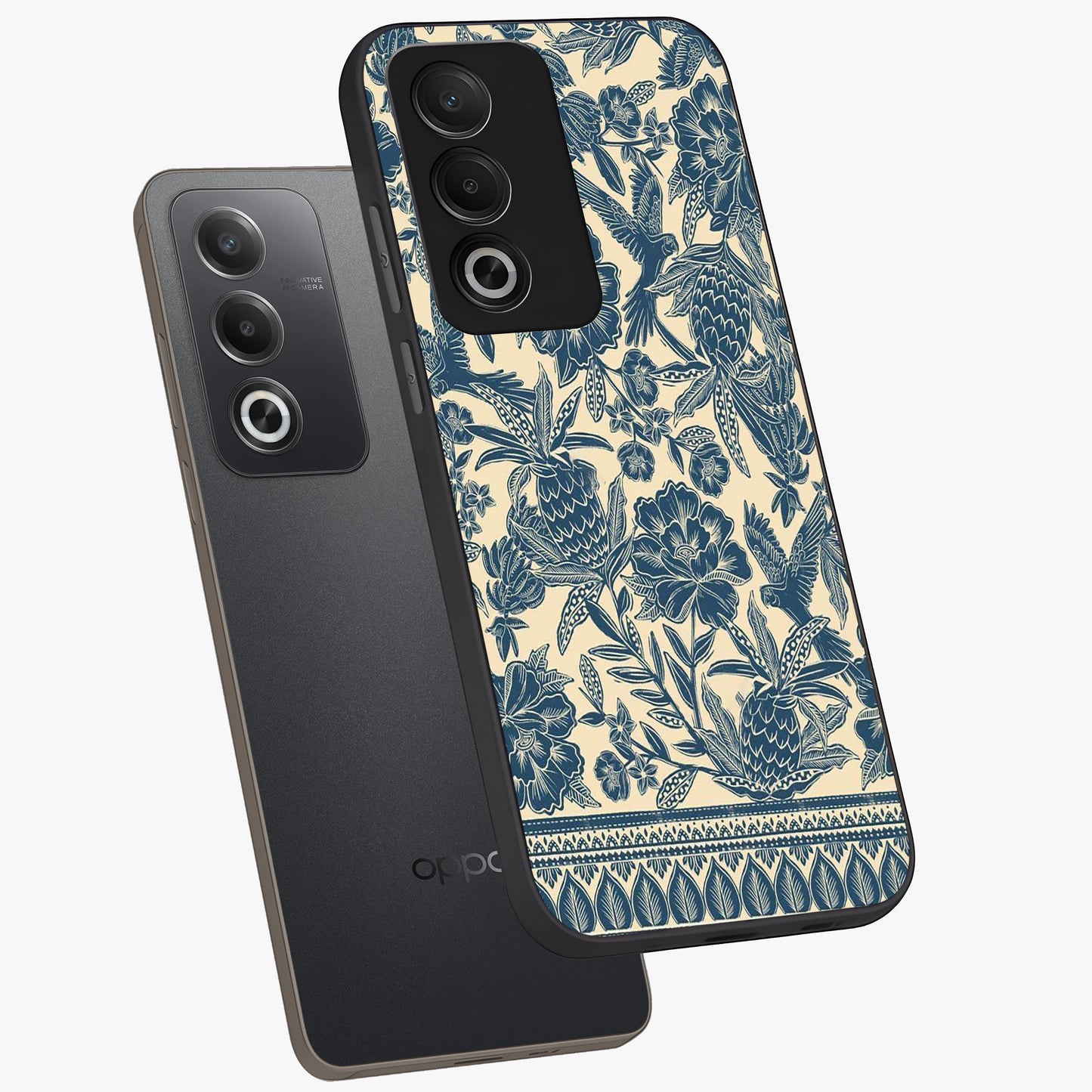 Heirloom Wild Bloom Glass Case displayed in angled mockup highlighting botanical bloom design with classic aesthetic style.