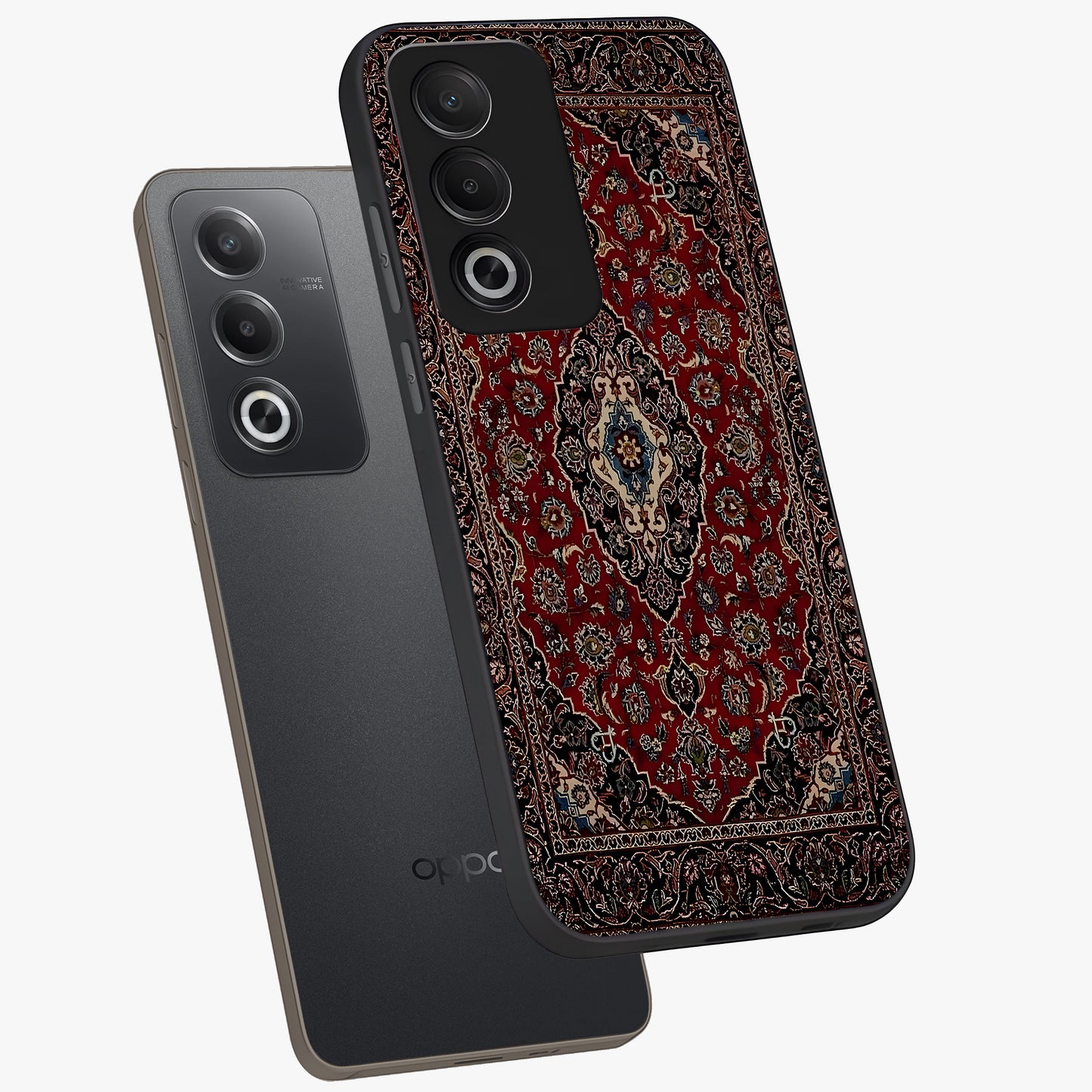 Heritage Carpet Royale Glass Case displayed in angled mockup highlighting intricate royal carpet design with heritage aesthetic.