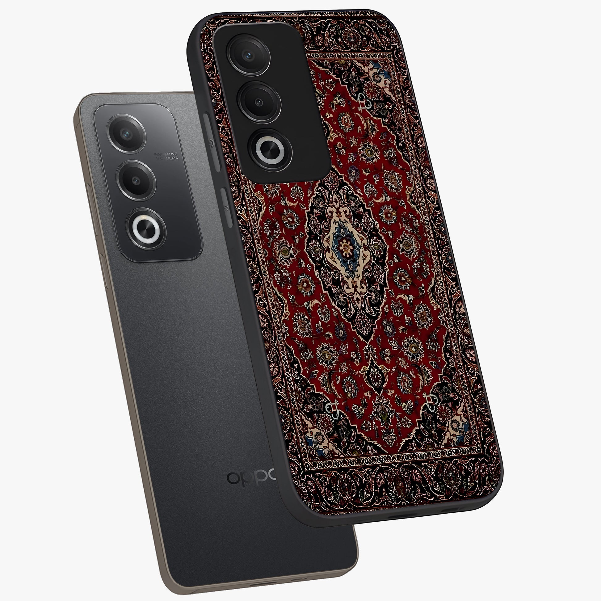Heritage Carpet Royale Glass Case displayed in angled mockup highlighting intricate royal carpet design with heritage aesthetic.