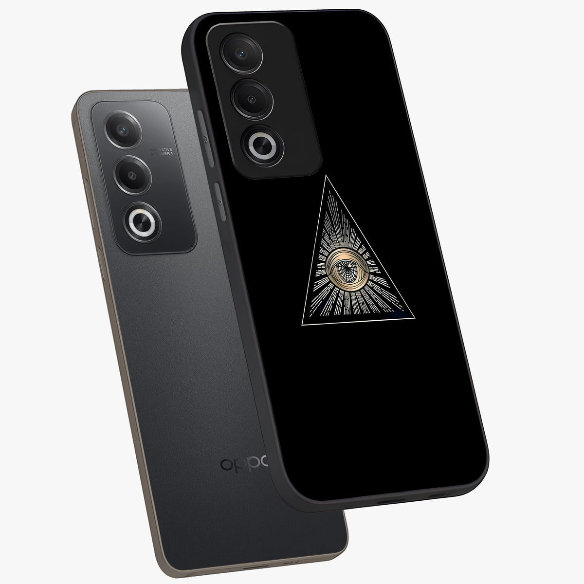 Illuminati Evil Glass Case displayed in angled mockup highlighting dark occult inspired design with bold aesthetic style.