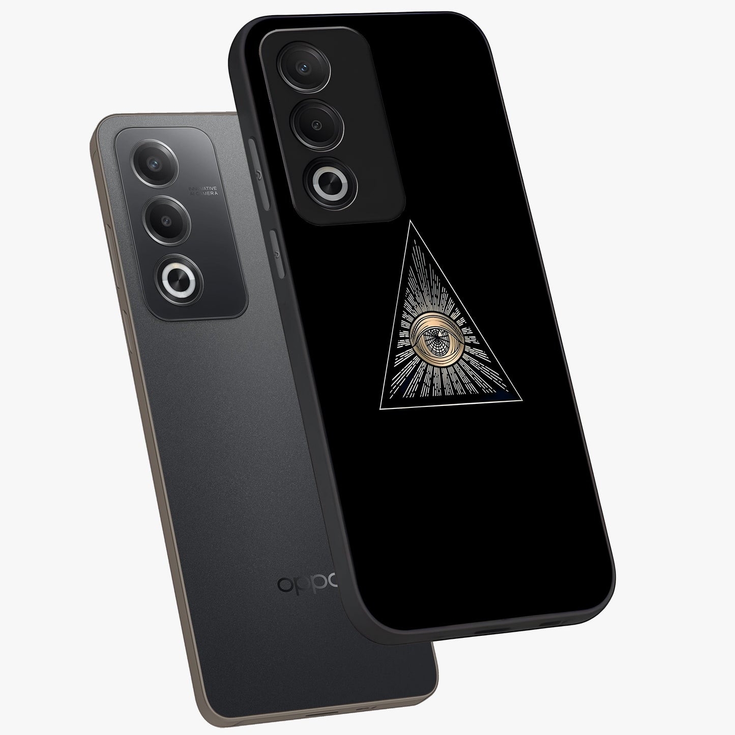 Illuminati Evil Glass Case displayed in angled mockup highlighting dark occult inspired design with bold aesthetic style.