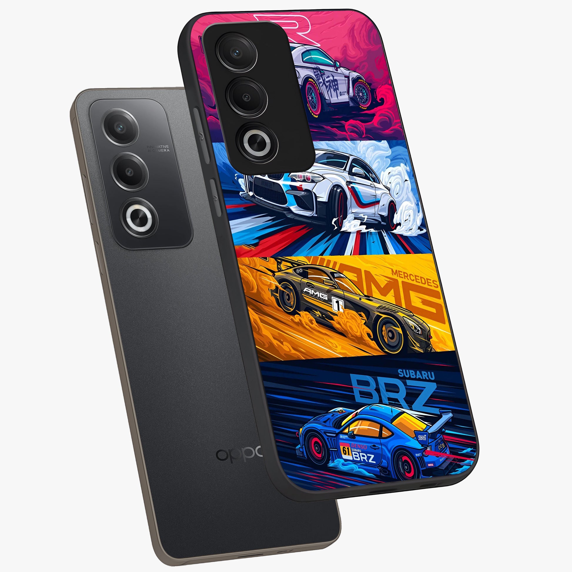 JDM Sports Car Glass Case displayed in angled mockup highlighting sleek Japanese racing car design with automotive aesthetic.