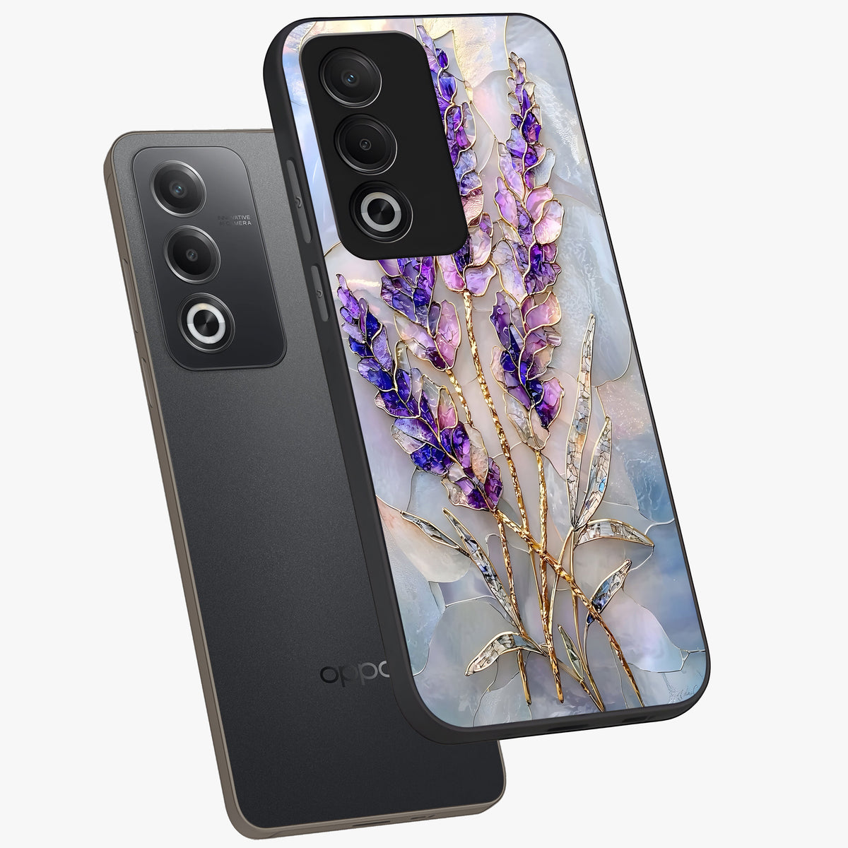Lavender Dream Glow Glass Case displayed in angled mockup highlighting dreamy purple glow design with soft artistic style.