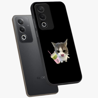 Matcha Cat Style Glass Case displayed in angled mockup highlighting playful feline design with pastel matcha aesthetic.