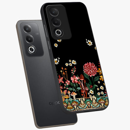 Midnight Bloom Pattern Glass Case displayed in angled mockup highlighting elegant flower design with midnight aesthetic style.