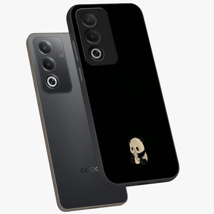 Midnight Panda Love Glass Case displayed in angled mockup highlighting adorable panda illustration with midnight aesthetic.