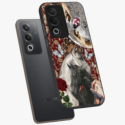 Moonlit Royal Stallion Glass Case displayed in angled mockup highlighting powerful stallion illustration with royal night aesthetic.