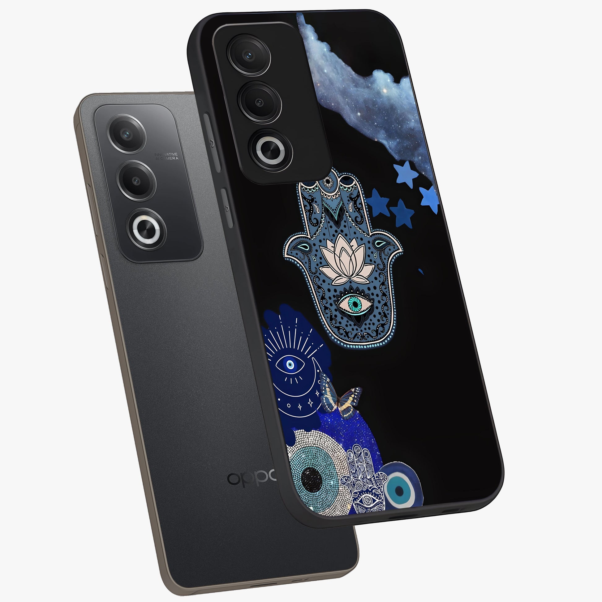 Mystic Hand Aura Glass Case displayed in angled mockup highlighting magical aura design with spiritual aesthetic style.