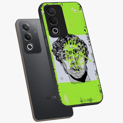 Neo Graffiti Rebellion Glass Case displayed in angled mockup highlighting urban street art design with rebellious aesthetic.