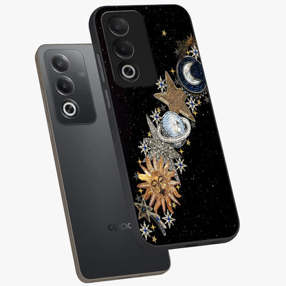 Pearls Universe Object Glass Case displayed in angled mockup highlighting celestial pearl design with dreamy aesthetic.