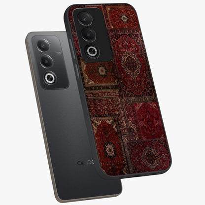 Persian Velvet Tale Glass Case displayed in angled mockup highlighting ornate textile inspired design with royal aesthetic.