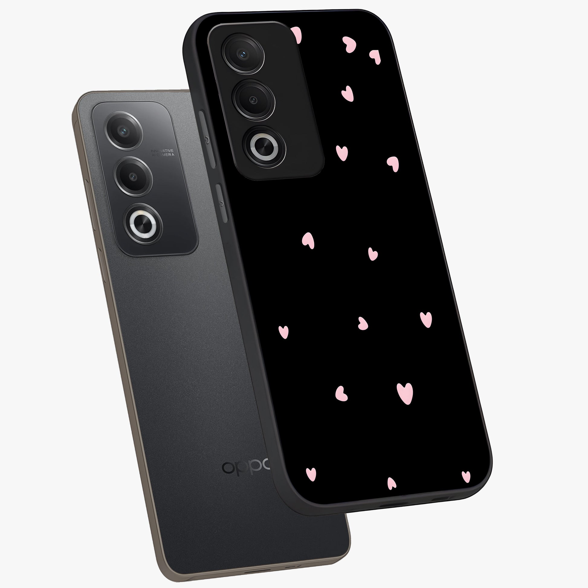 Pink Love Drops Glass Case displayed in angled mockup highlighting cute love drop design with vibrant pink aesthetic.