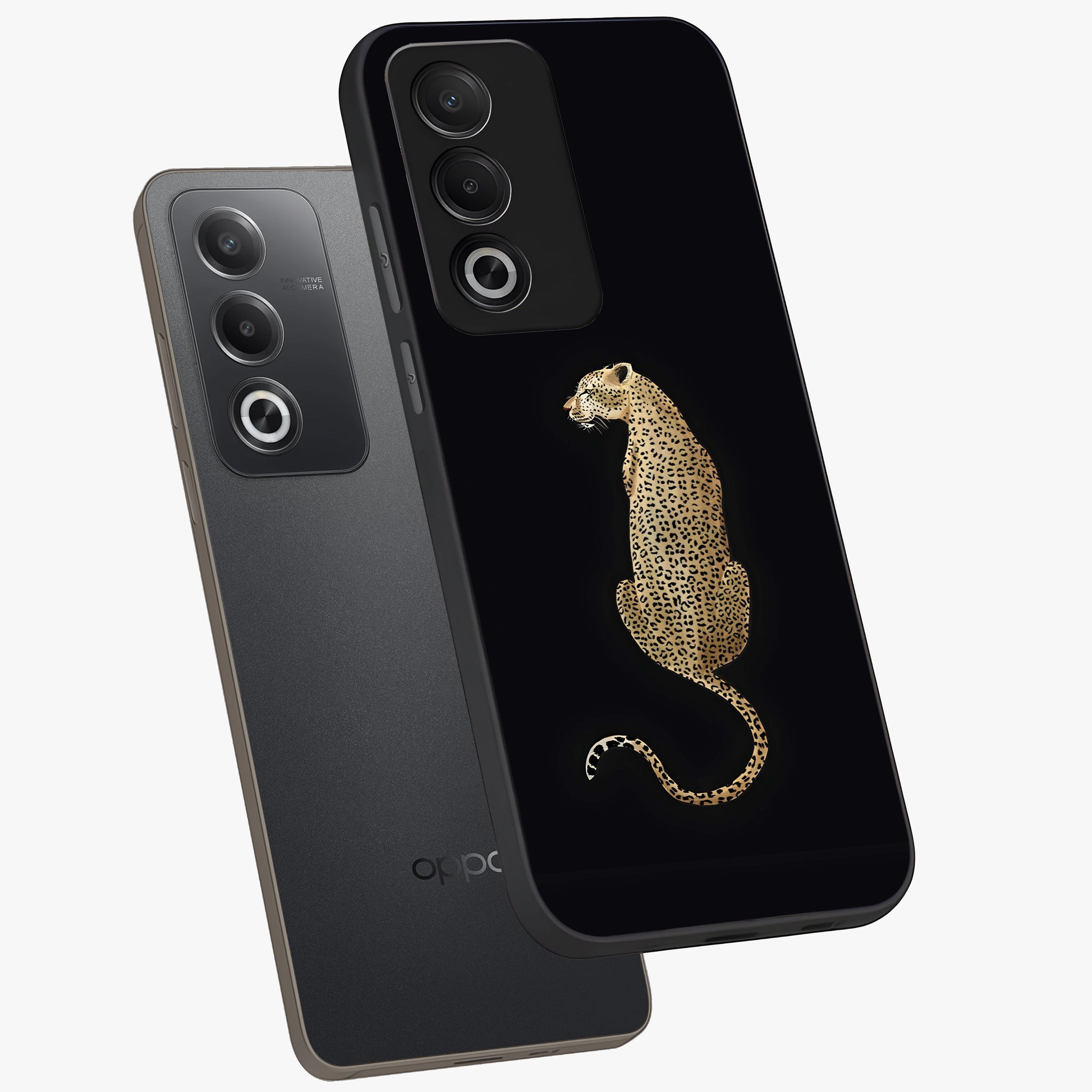 Regal Leopard Glass Case displayed in angled mockup highlighting powerful animal illustration with stylish wild aesthetic.