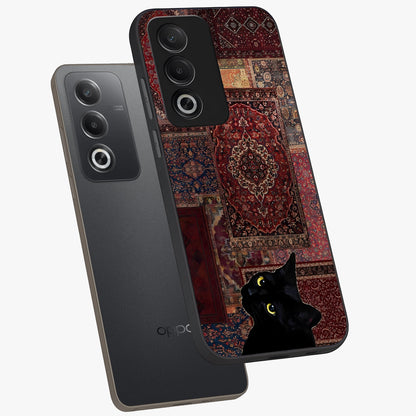 Regal Magic Cat Apple Glass Case displayed in angled mockup highlighting whimsical feline design with fantasy aesthetic.