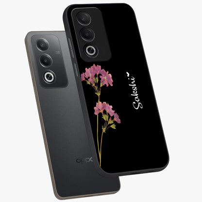 Riching Lavender Flower Custom Name Glass Case displayed in angled mockup highlighting delicate lavender flower design with custom name feature.