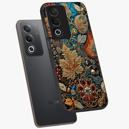 Royal Jewel Garden Glass Case displayed in angled mockup highlighting vibrant jewel inspired floral design with elegant aesthetic.