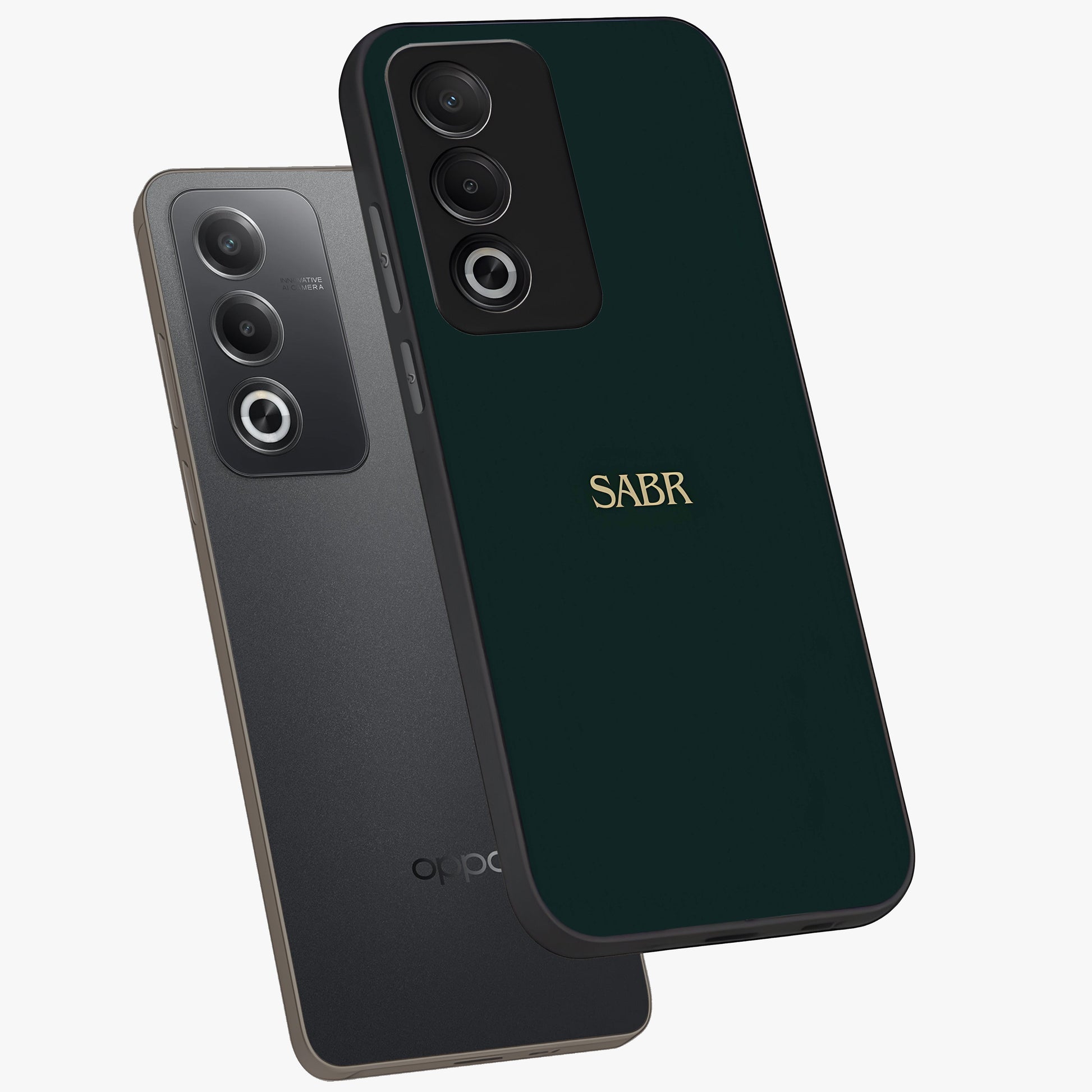 Sabr Minimal Patience Glass Case displayed in angled mockup highlighting simple inspirational design with clean aesthetic style.