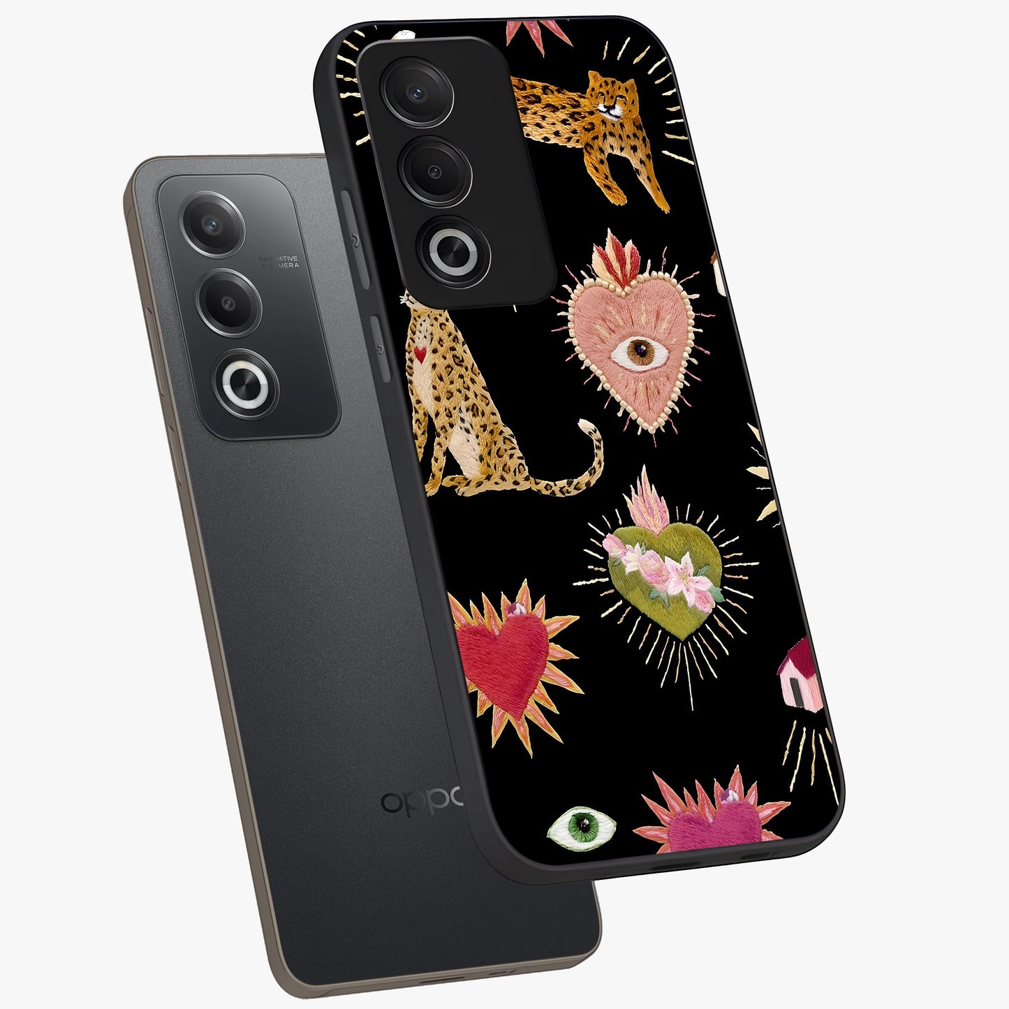 Sacred Jungle Heart Glass Case displayed in angled mockup highlighting lush tropical design with natural aesthetic style.