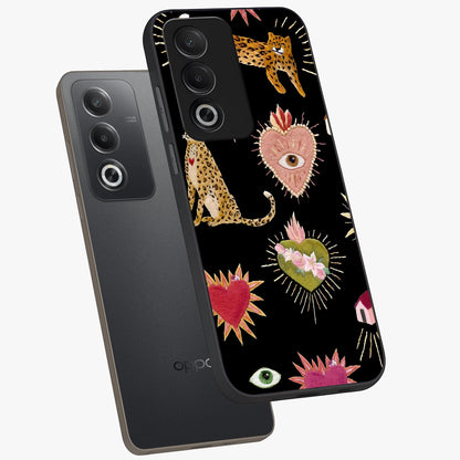 Sacred Jungle Heart Glass Case displayed in angled mockup highlighting lush tropical design with natural aesthetic style.