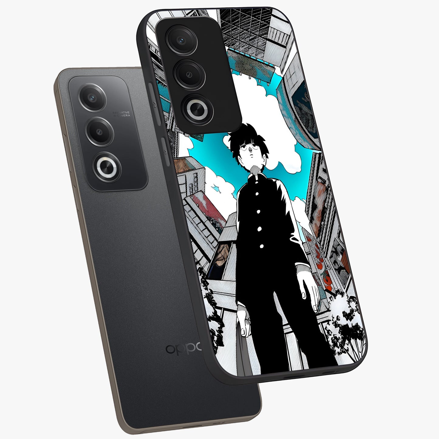 Silent Psychic Awakening Glass Case displayed in angled mockup highlighting spiritual awakening design with cosmic aesthetic.