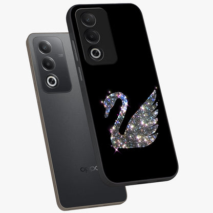 Starlit Swan Grace Glass Case displayed in angled mockup highlighting elegant swan illustration with dreamy celestial aesthetic.