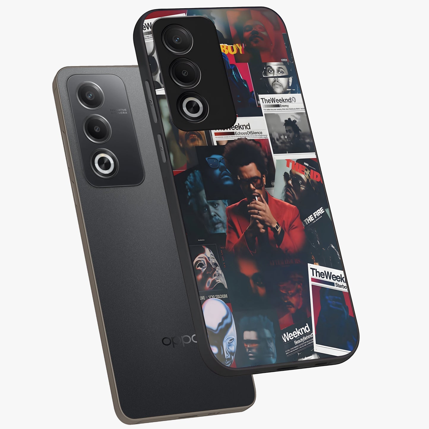 The Weeknd Glass Case displayed in angled mockup highlighting stylish pop culture inspired design with modern aesthetic.