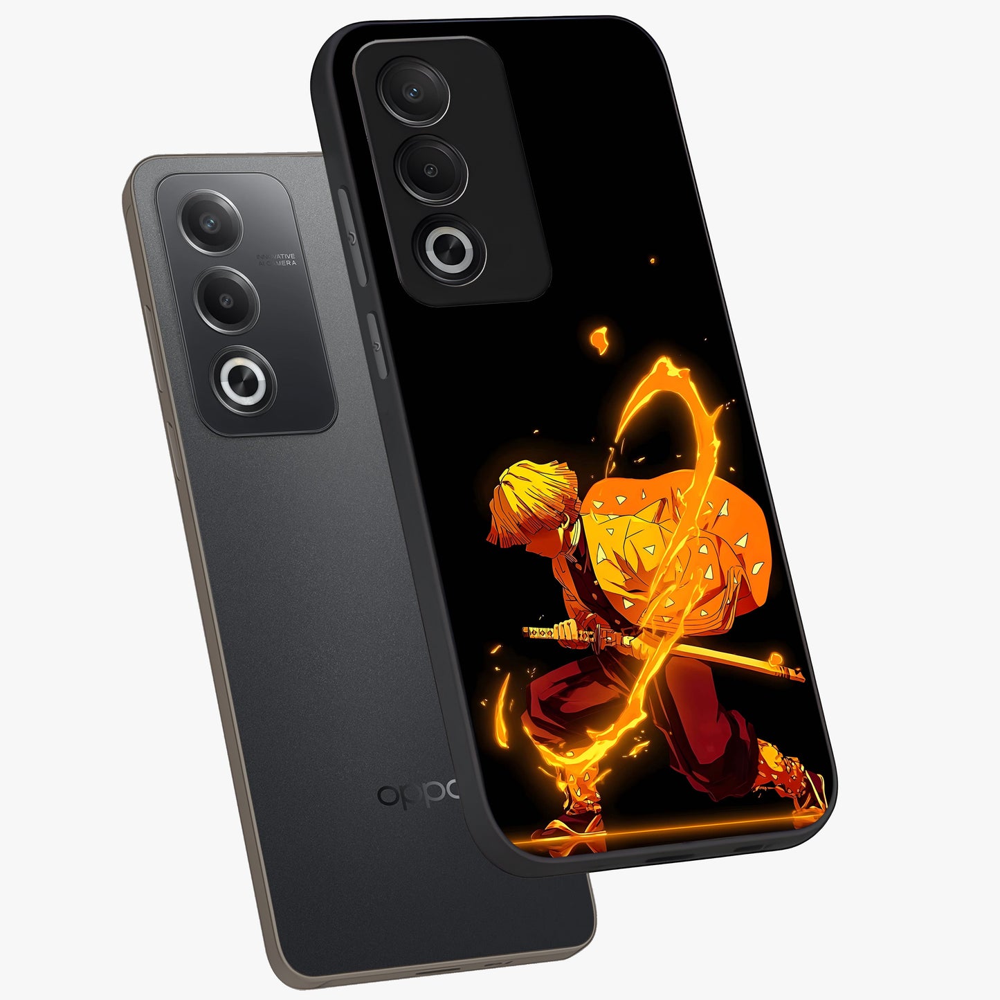 Thunder Flame Execution Glass Case displayed in angled mockup highlighting dramatic fire themed design with intense fantasy aesthetic.