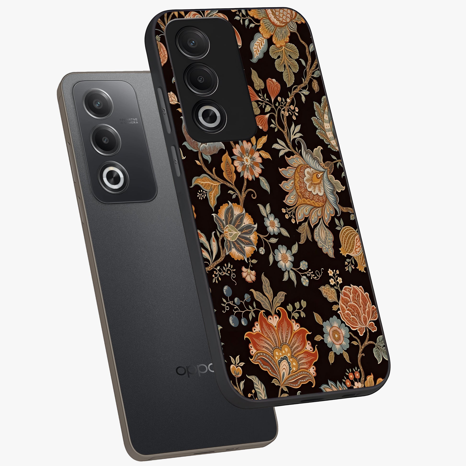 Vintage Floral Dream Glass Case displayed in angled mockup highlighting elegant vintage flower design with soft aesthetic style.