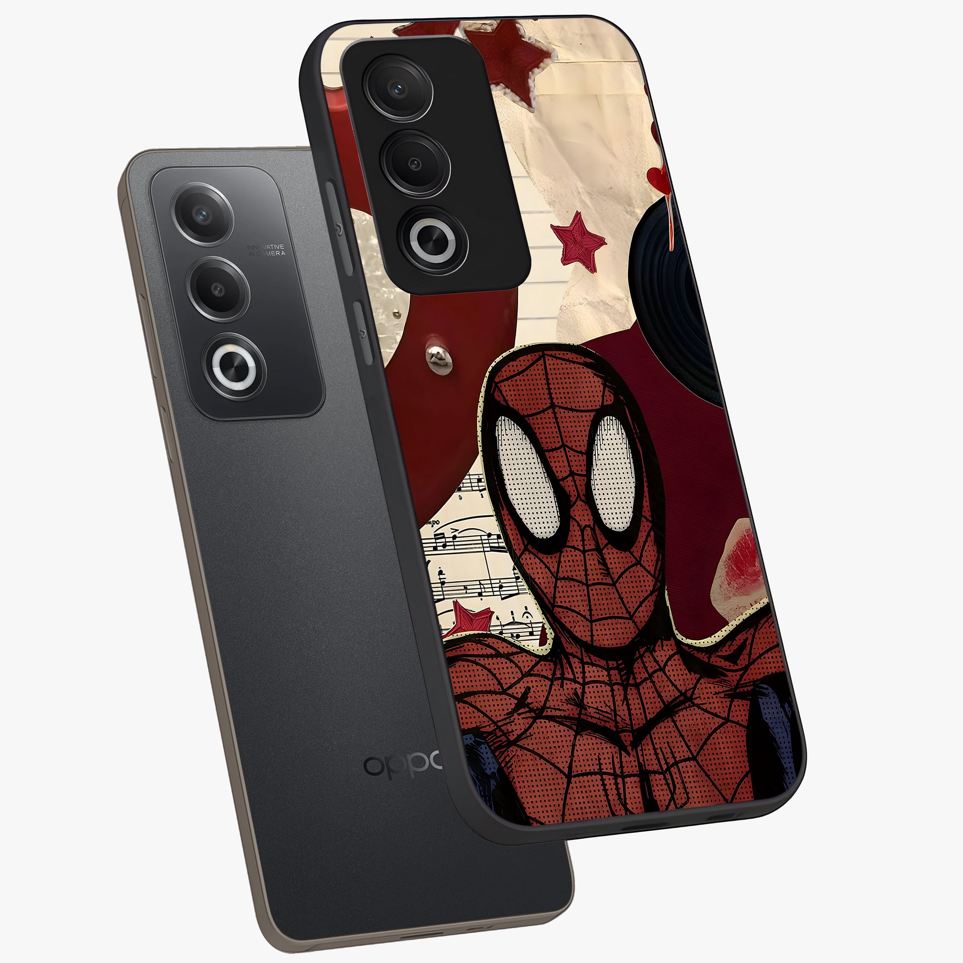 Web Warrior Vibes Glass Case displayed in angled mockup highlighting dynamic web design with comic style aesthetic.