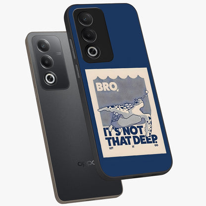 Worry Less Swim Glass Case displayed in angled mockup highlighting fun typography design with relaxed aesthetic style.