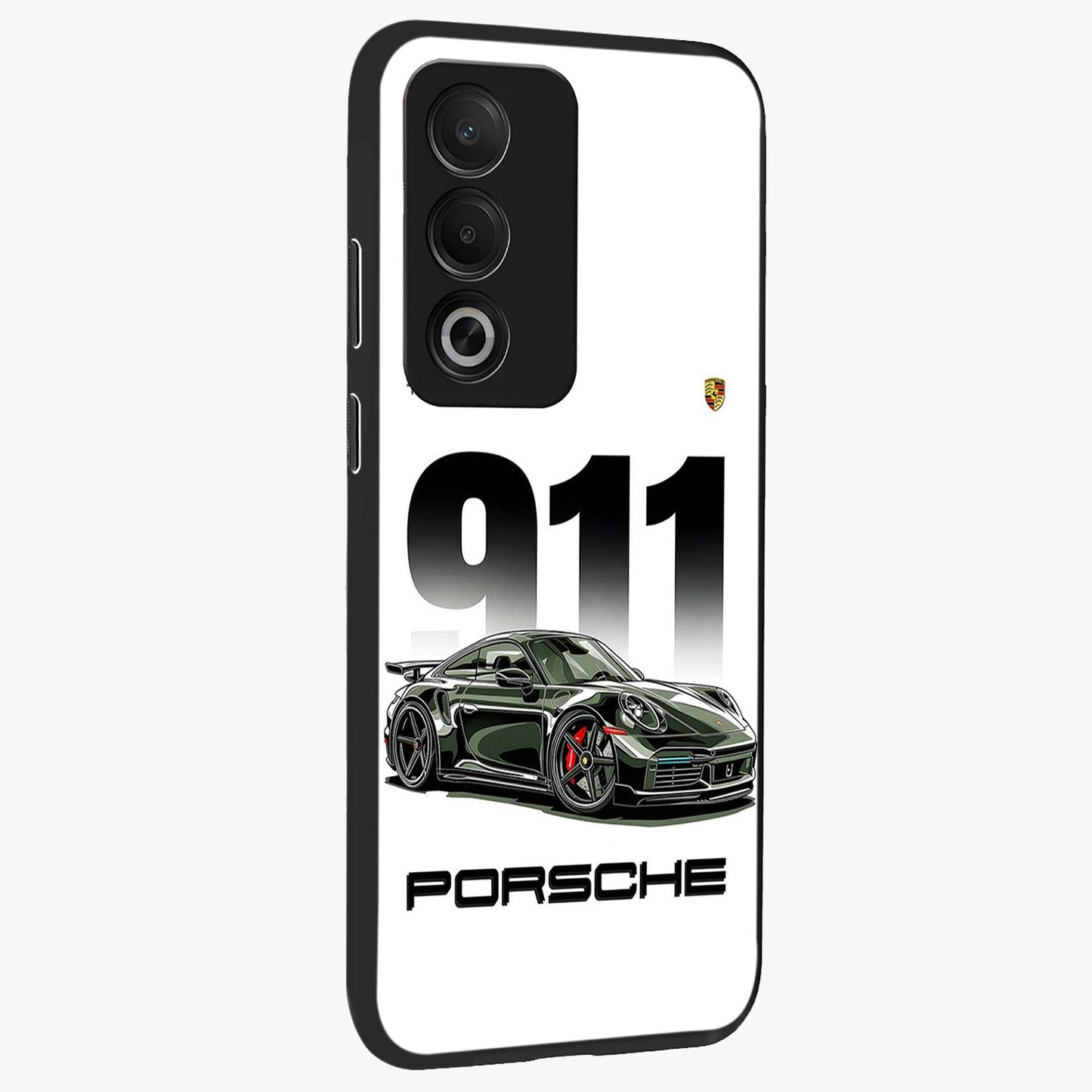 911 Turbo Dominance Glass Case upright perspective showcasing powerful racing design and modern automotive aesthetic.
