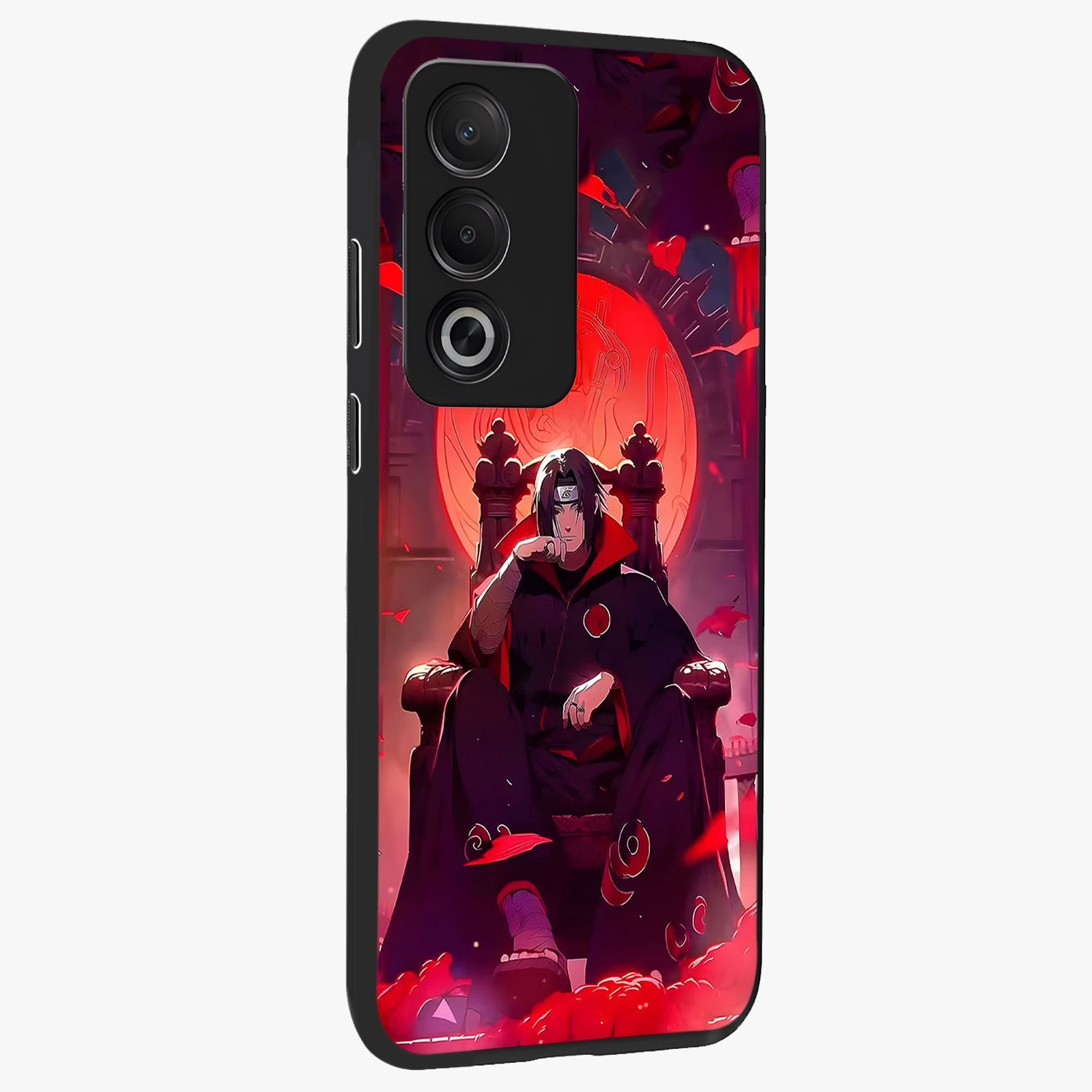 Blood Moon Sovereign Glass Case upright view showcasing powerful moon inspired artwork with cosmic aesthetic style.