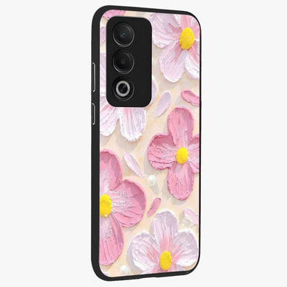 Blush Bloom Texture Glass Case upright view showcasing delicate blush floral texture with modern minimal style.
