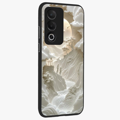 Celestial Origami Glass Case upright view showcasing creative origami artwork with modern celestial style.