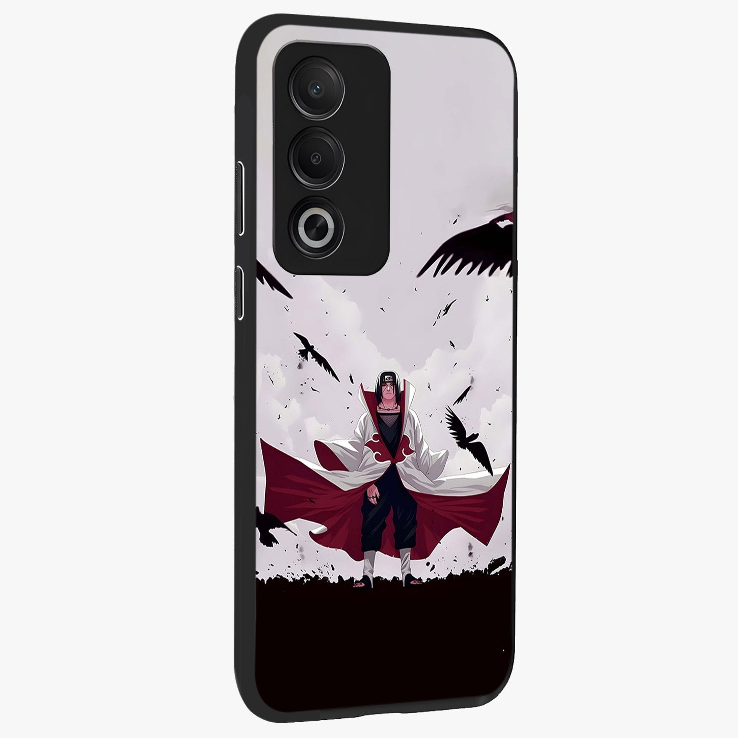 Crimson Crow Ascension Glass Case upright view showcasing dramatic crow artwork with bold gothic theme.