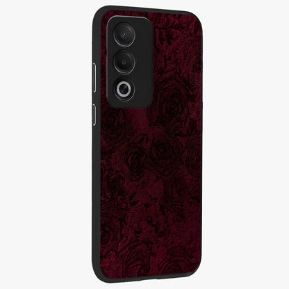Crimson Fade Flow Glass Case upright view showcasing dynamic crimson flow artwork with stylish abstract theme.
