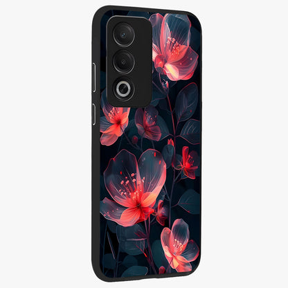 Dark Shade of Flower Glass Case upright view showcasing delicate flower artwork with rich dark floral theme.