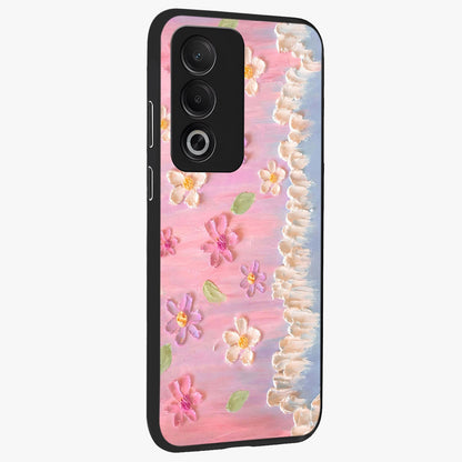 Dreamy Painted Garden Glass Case upright view showcasing vibrant floral garden artwork with artistic nature theme.