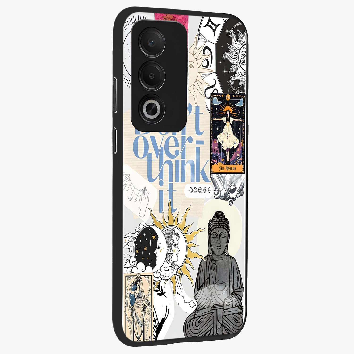 Ethereal Thoughts Glass Case upright view showcasing delicate artistic composition with peaceful dreamy theme.