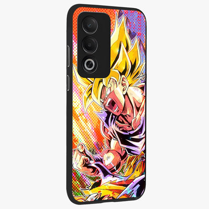 Firing Goku Glass Case upright view showcasing energetic anime artwork with bold warrior theme.