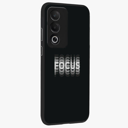 Focus Mode On Glass Case upright view showcasing strong typography statement with sleek motivational theme.