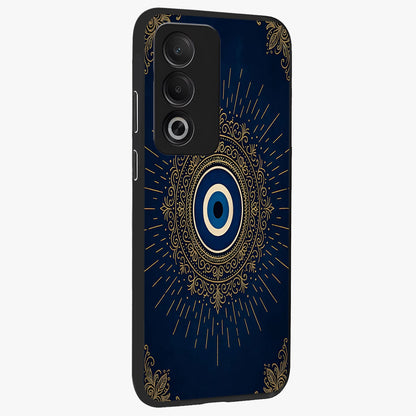 Golden Celestial Charm Glass Case upright view showcasing radiant celestial artwork with elegant golden theme.
