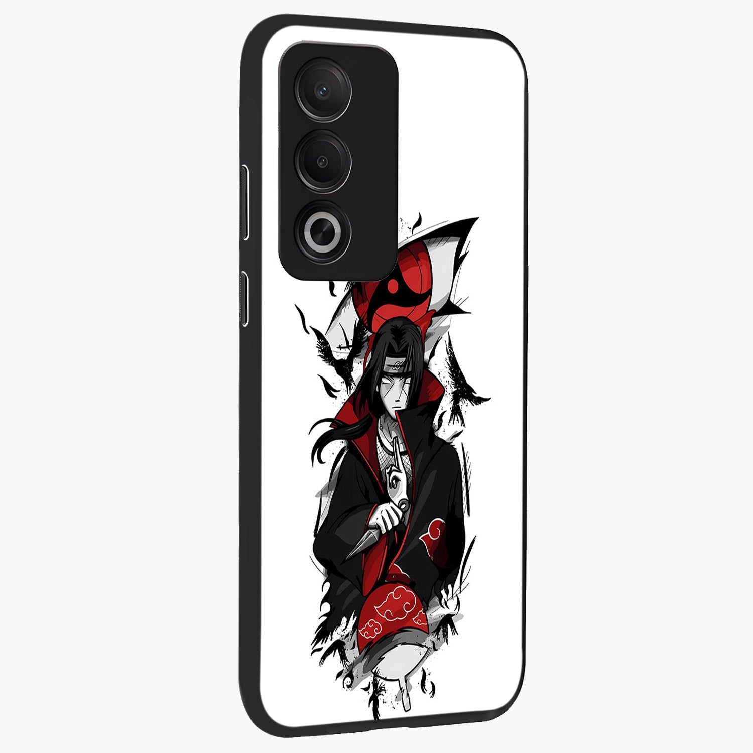 Itachi Limited Edition Naruto Anime Glass Case upright view showcasing intense anime artwork with powerful character theme.
