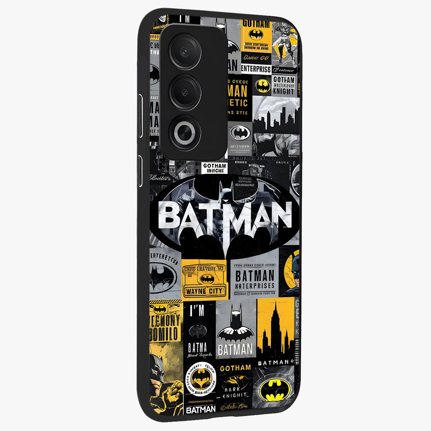 Knight Gotham Rise Glass Case upright view showcasing bold vigilante themed artwork with gothic city vibe.