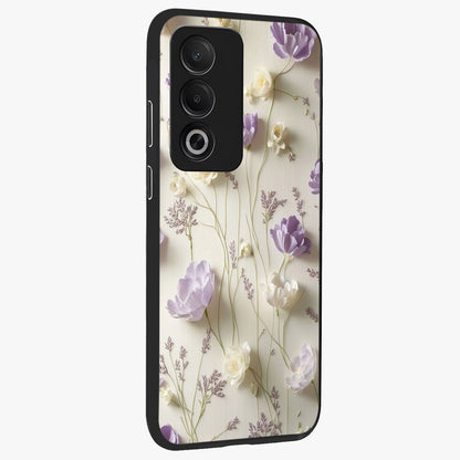 Lilac Breeze Harmony Glass Case upright view showcasing delicate lilac artwork with peaceful floral theme.