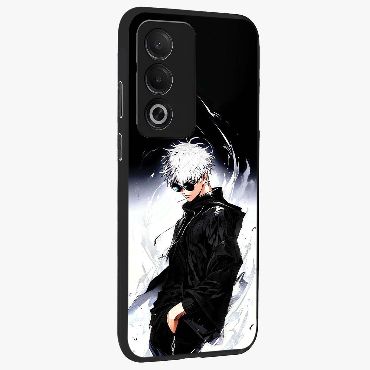Limitless Shadow King Glass Case upright view showcasing bold shadow warrior artwork with epic fantasy theme.