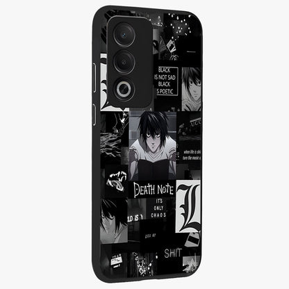 Midnight Chaos Mind Glass Case upright view showcasing expressive abstract artwork with bold dark theme.