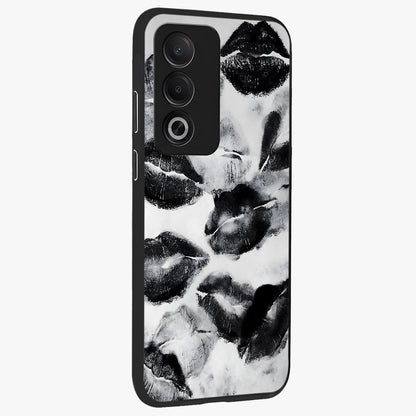 Midnight Kiss Marks Glass Case upright view showcasing stylish kiss mark artwork with trendy romantic theme.