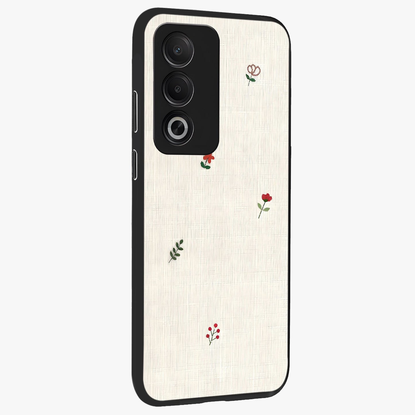 Minimalistic Blue With White Flower Pattern Glass Case upright view showcasing clean white flower artwork with calming blue theme.