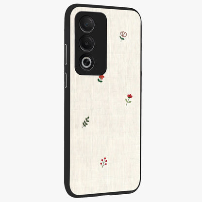 Minimalistic Blue With White Flower Pattern Glass Case upright view showcasing clean white flower artwork with calming blue theme.